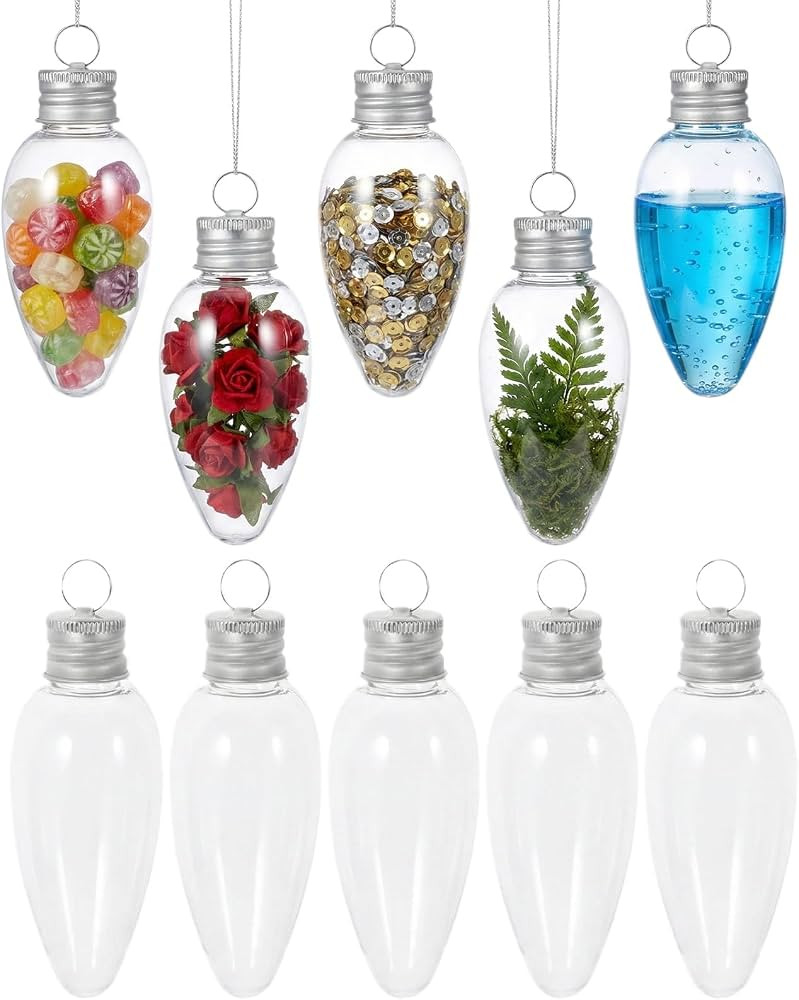 Fomiyes 20pcs 3.26 Inch Bulb Shaped Candy Containers, Clear Plastic Light Bulbs, Christmas Party ... | Amazon (US)