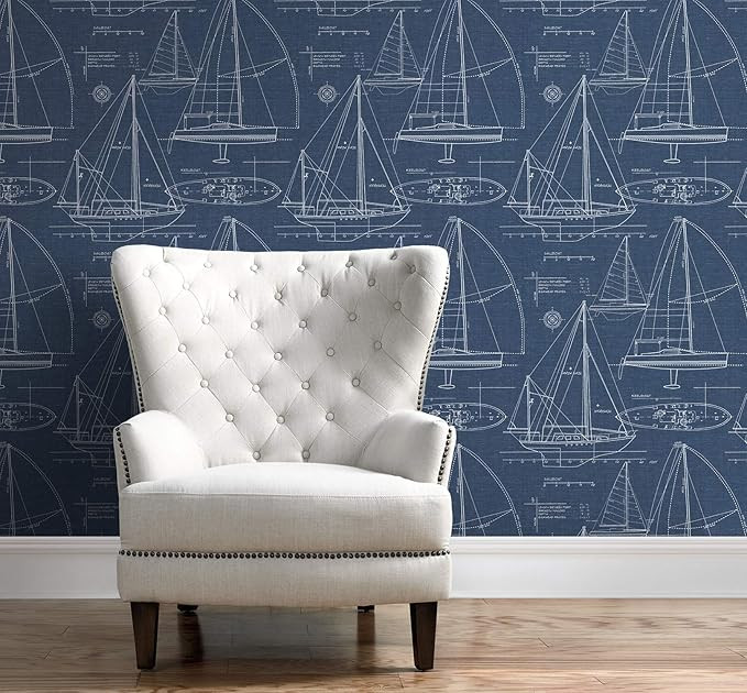NextWall Yacht Club Peel and Stick Wallpaper (Navy Blue) | Amazon (CA)