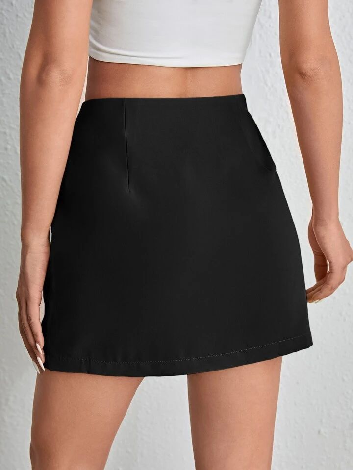 SHEIN EZwear Solid High Waist Skirt | SHEIN