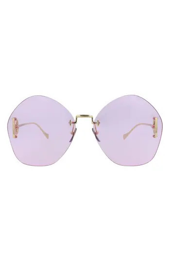 Gucci Novelty 65mm Oversize Round Sunglasses in Gold Gold Violet at Nordstrom Rack | Nordstrom Rack