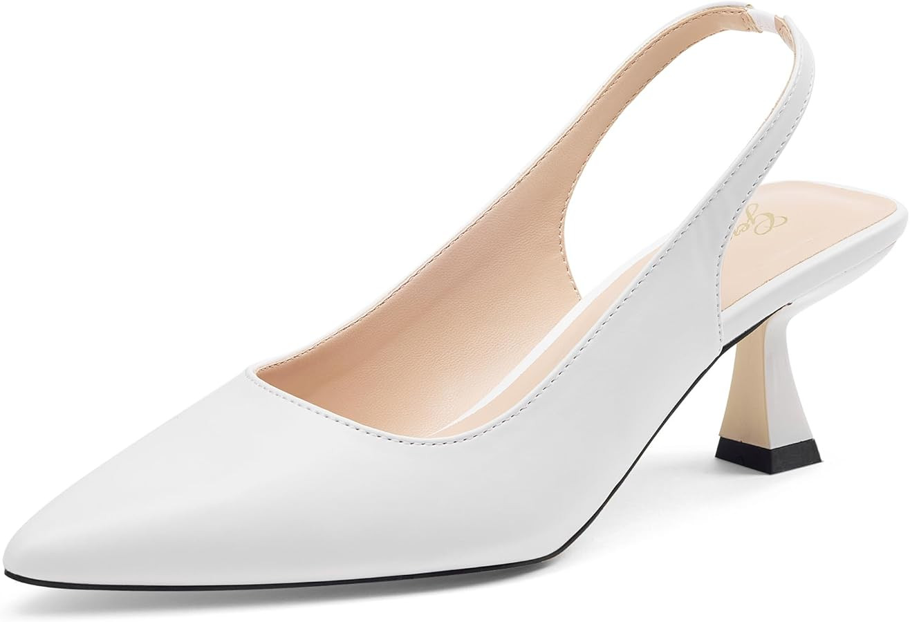 GENSHUO Slingback Kitten Heels for Women Pumps Closed Pointed Toe 2.3 Inch Low Heel Dress Shoes C... | Amazon (US)