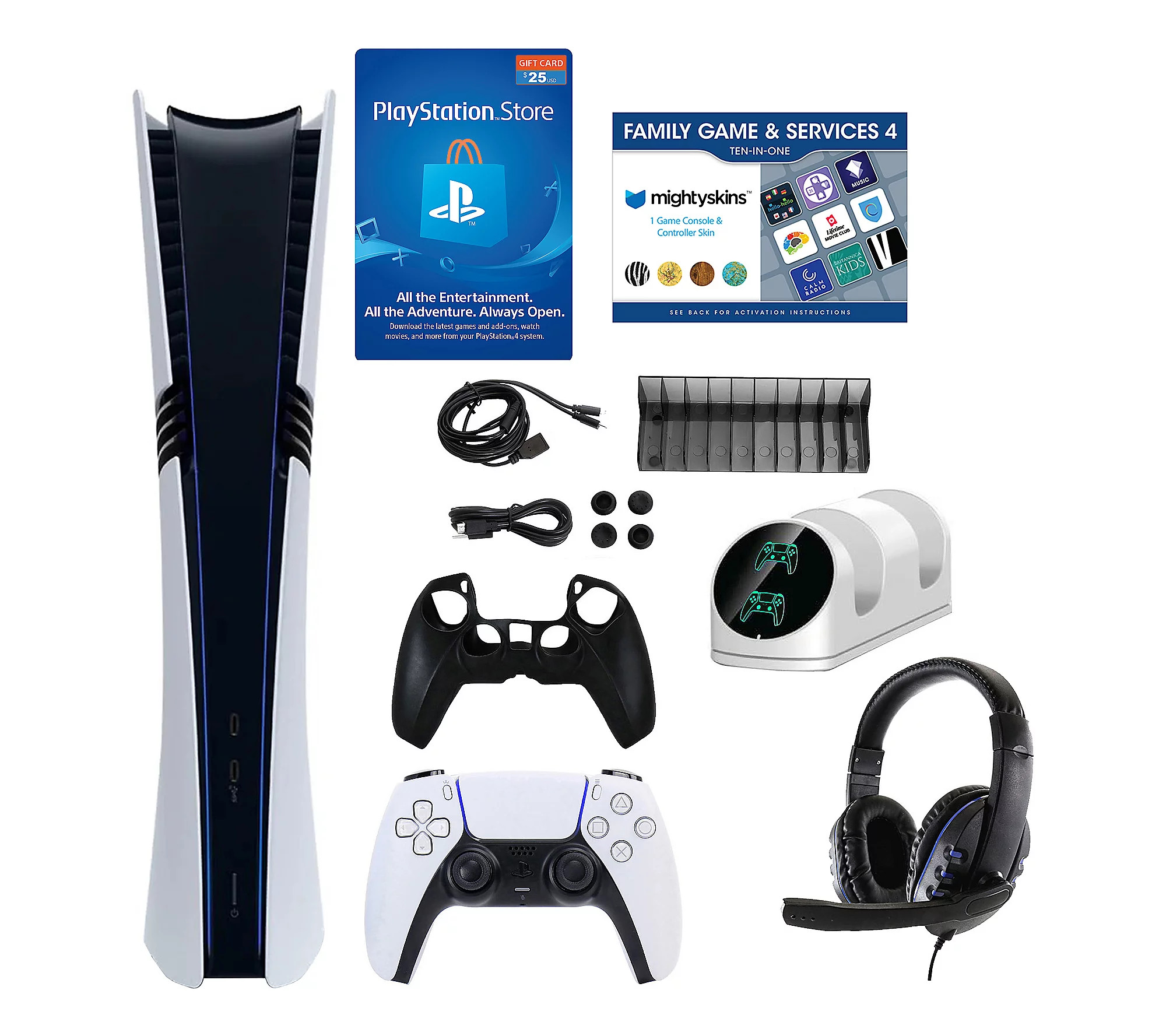 PS5 Pro 2TB Digital Console w/ 25 PNS Card & Ac cessories Kit | QVC