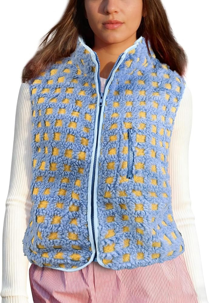 Fleece Vest Women Sleeveless High Neck Fuzzy Sherpa Vest Full Zip Oversized Outwear Gilet Trendy ... | Amazon (US)