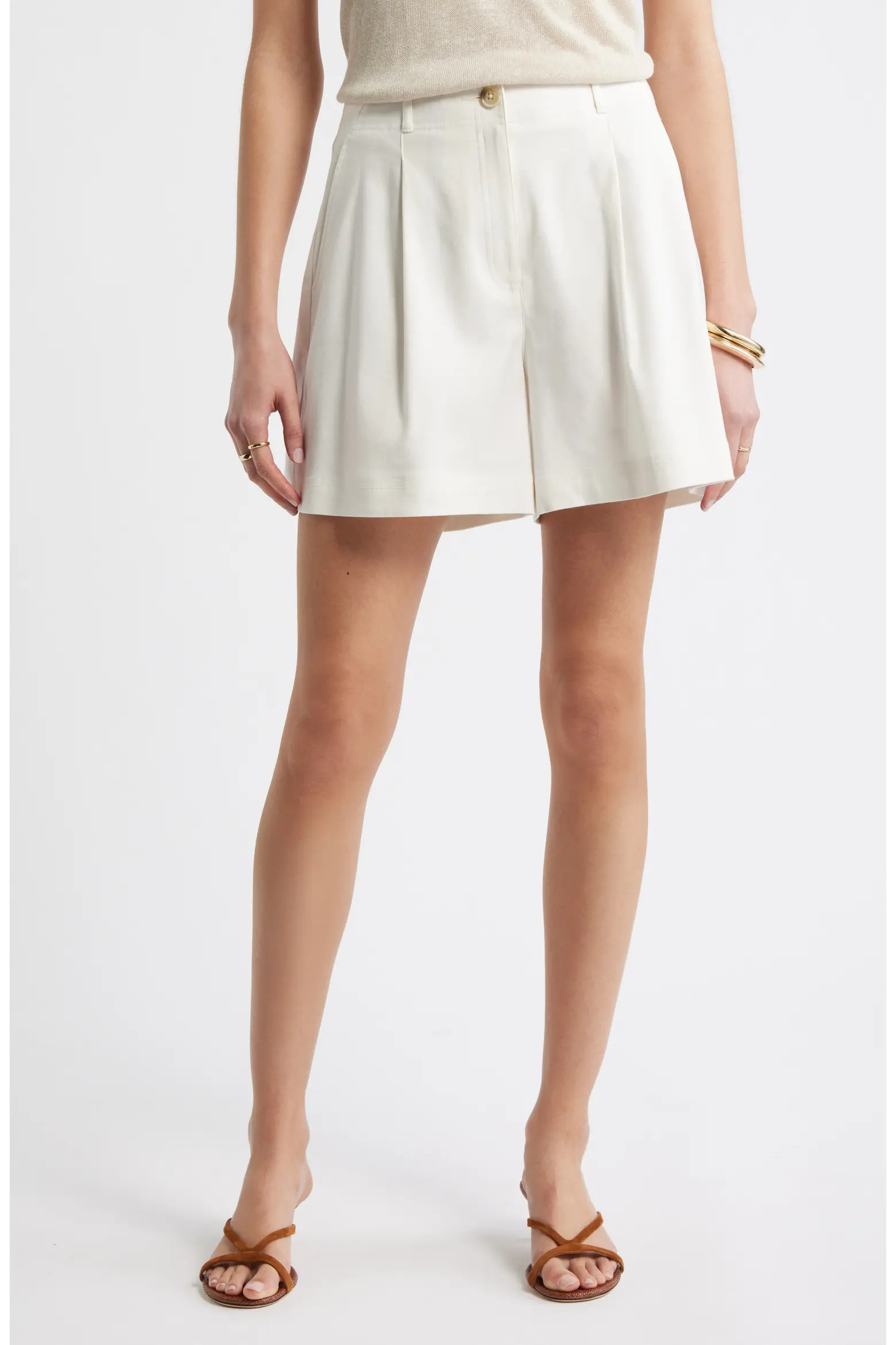 Pleated Linen Blend Shorts (Women) | Nordstrom | Nordstrom