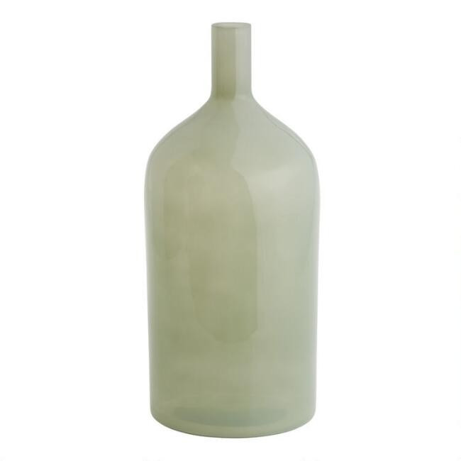Tall Sage Green Glass Bottle Vase | World Market