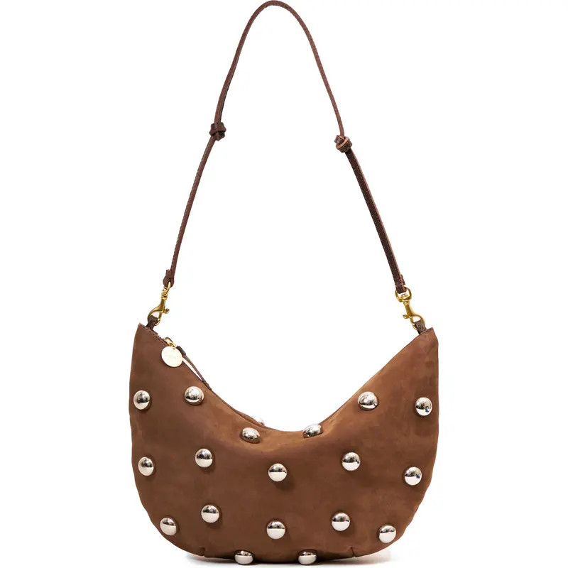 Clare V. Lune Denim Suede Shoulder Bag in Light Blue Denim Suede at Nordstrom | Nordstrom
