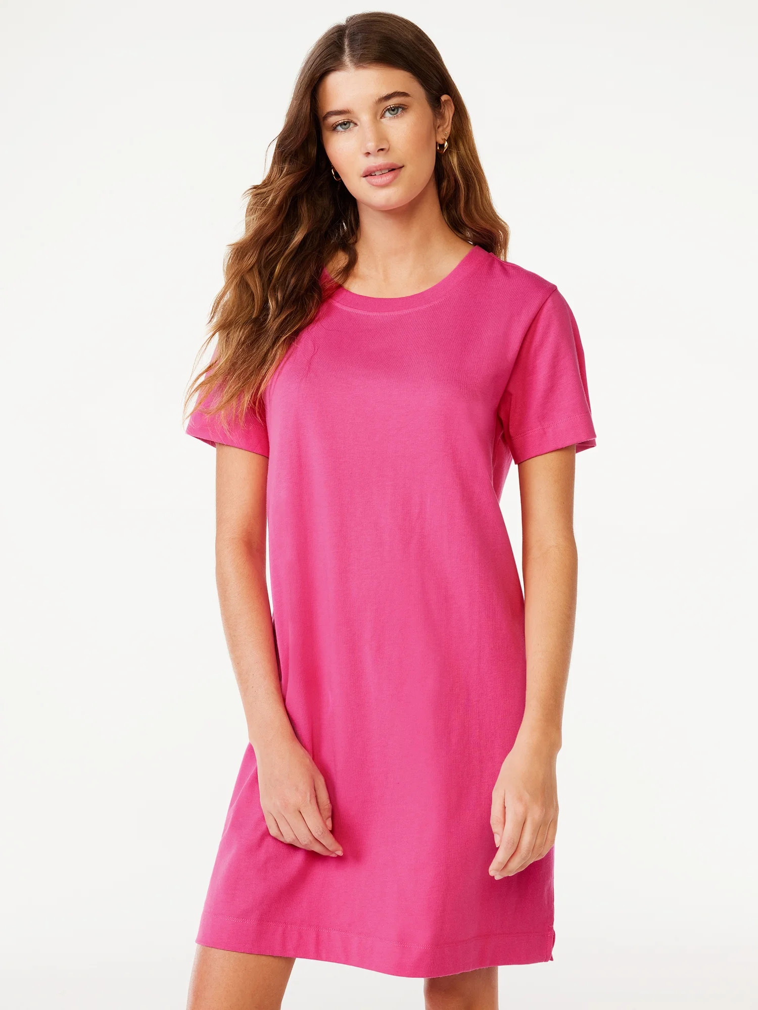 Free Assembly Women's Mini T-Shirt Dress with Short Sleeves, Sizes XS-XXXL | Walmart (US)