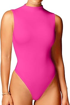 WAYMAKER Mock Neck Bodysuits for Women Sleeveless Basic Tank Top Body Suit Shirts | Amazon (US)