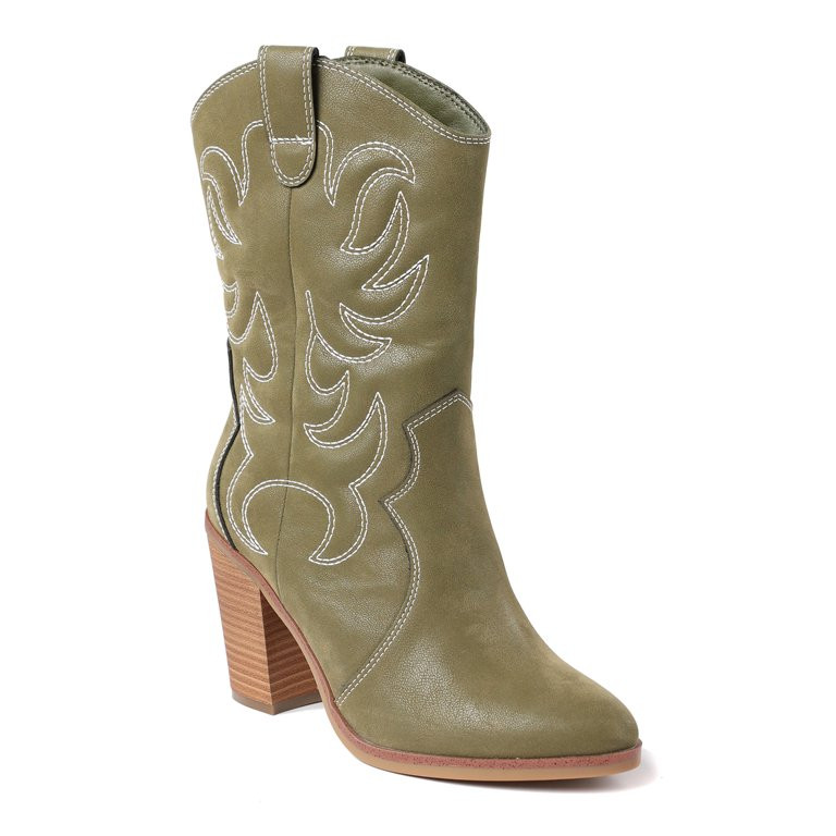 The Pioneer Woman Women’s Mid-Calf Embroidered Western Boot | Walmart (US)