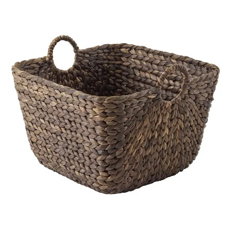 Better Homes & Gardens Handwoven Dark Brown Wicker Storage Basket with Handles | Walmart (US)