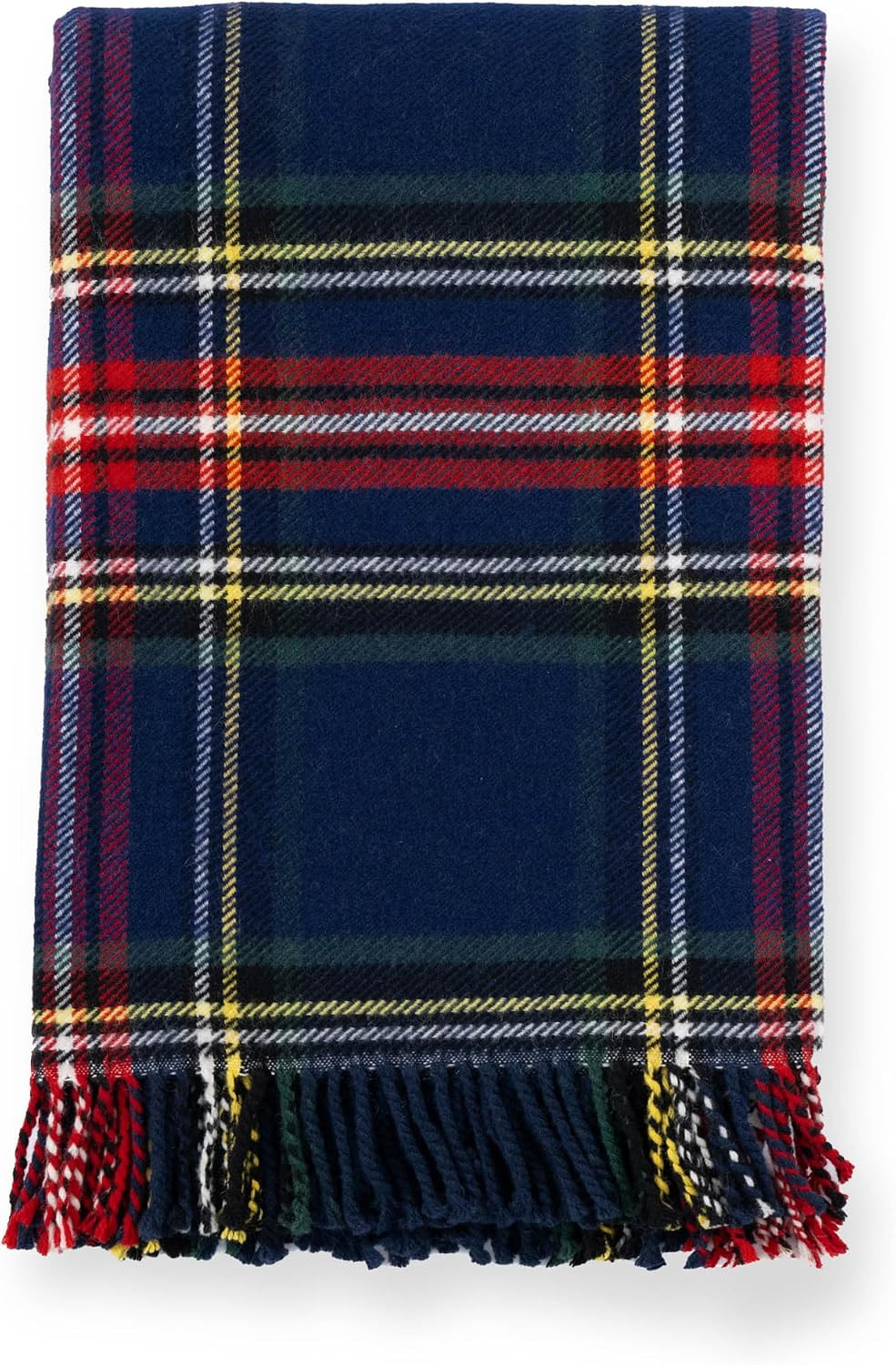 Hofdeco Premium Merino Wool Tartan Plaid Throw Blanket, 50x70, Navy Red | Amazon (US)