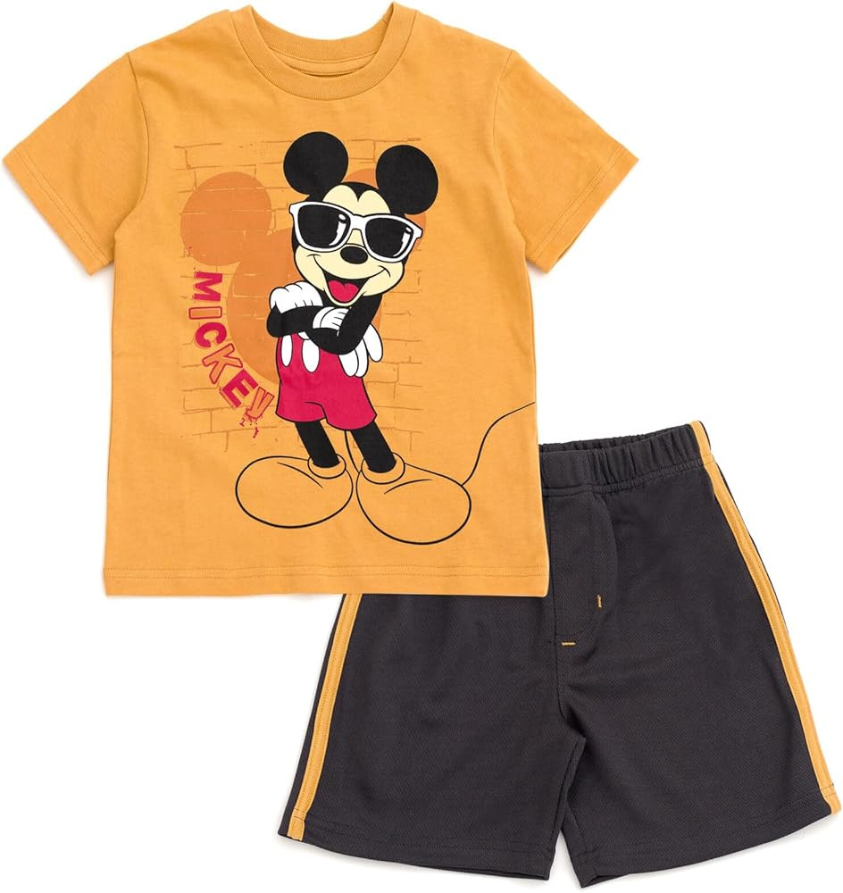 Disney Mickey Mouse Donald Duck Goofy Pluto Baby T-Shirt and Mesh Shorts Outfit Set Infant to Lit... | Amazon (US)