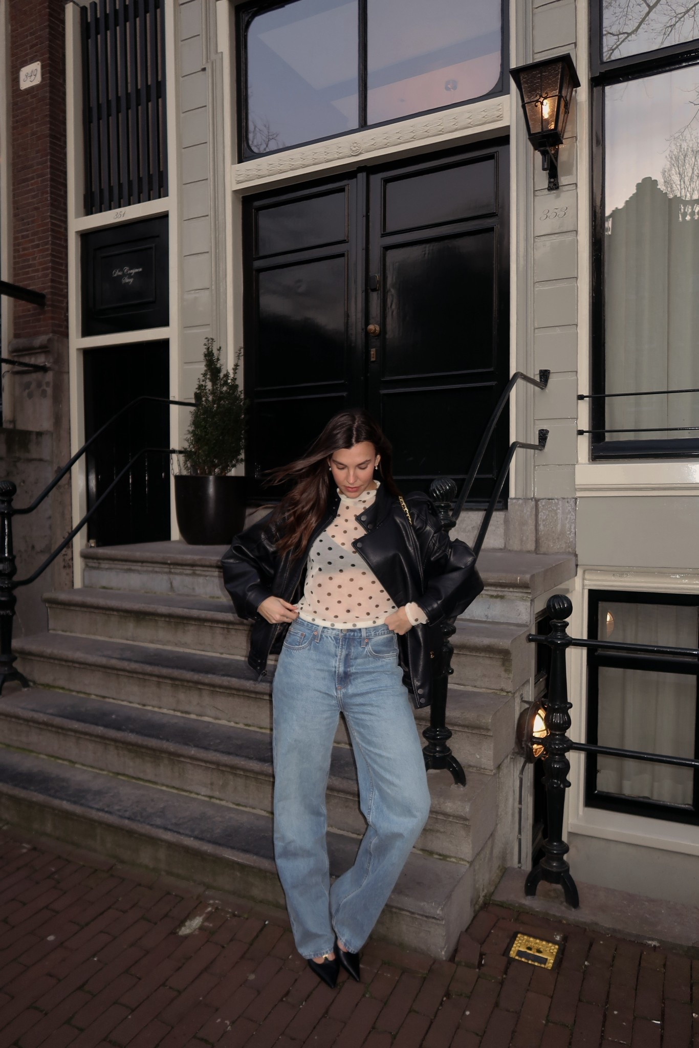 Roaming around in Europe!! loving the polka dots🤍 

Dinner date, spring outfit inspo, leather, Abercrombie, aritzia, Zara, Europe, spring break, sheer, Amazon, basics, jeans, going out, kitten heels, looks for less 