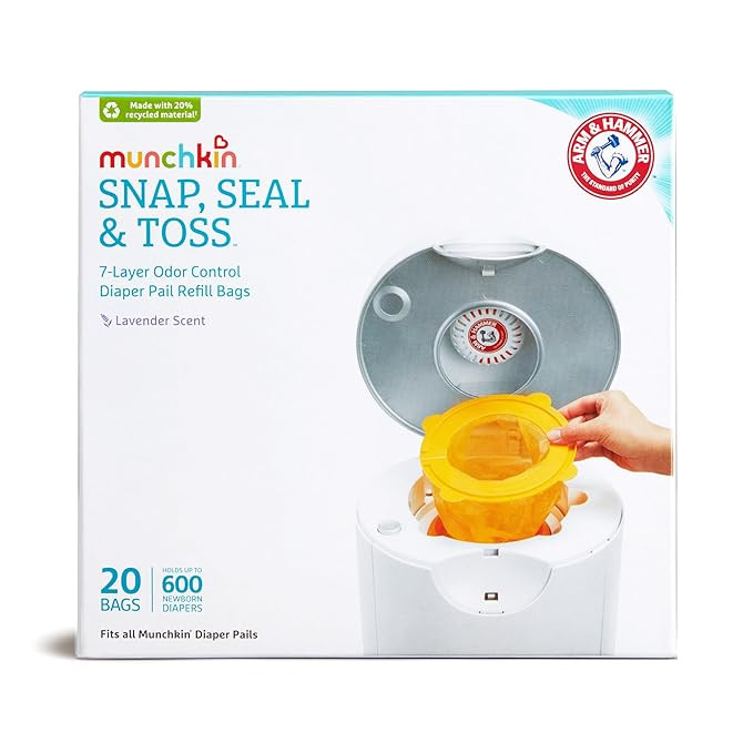 Munchkin® Arm & Hammer Diaper Pail Snap, Seal & Toss™ Refill Bags, Holds up to 600 Newborn Dia... | Amazon (US)