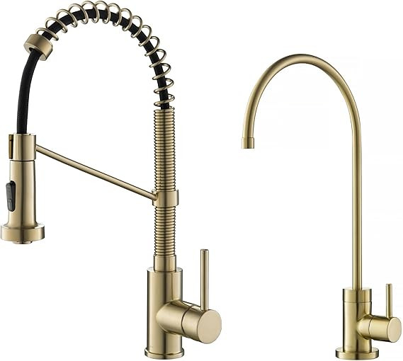KRAUS Bolden Commercial Style Pull-Down Kitchen Faucet and Purita Water Filter Faucet Combo in Sp... | Amazon (US)