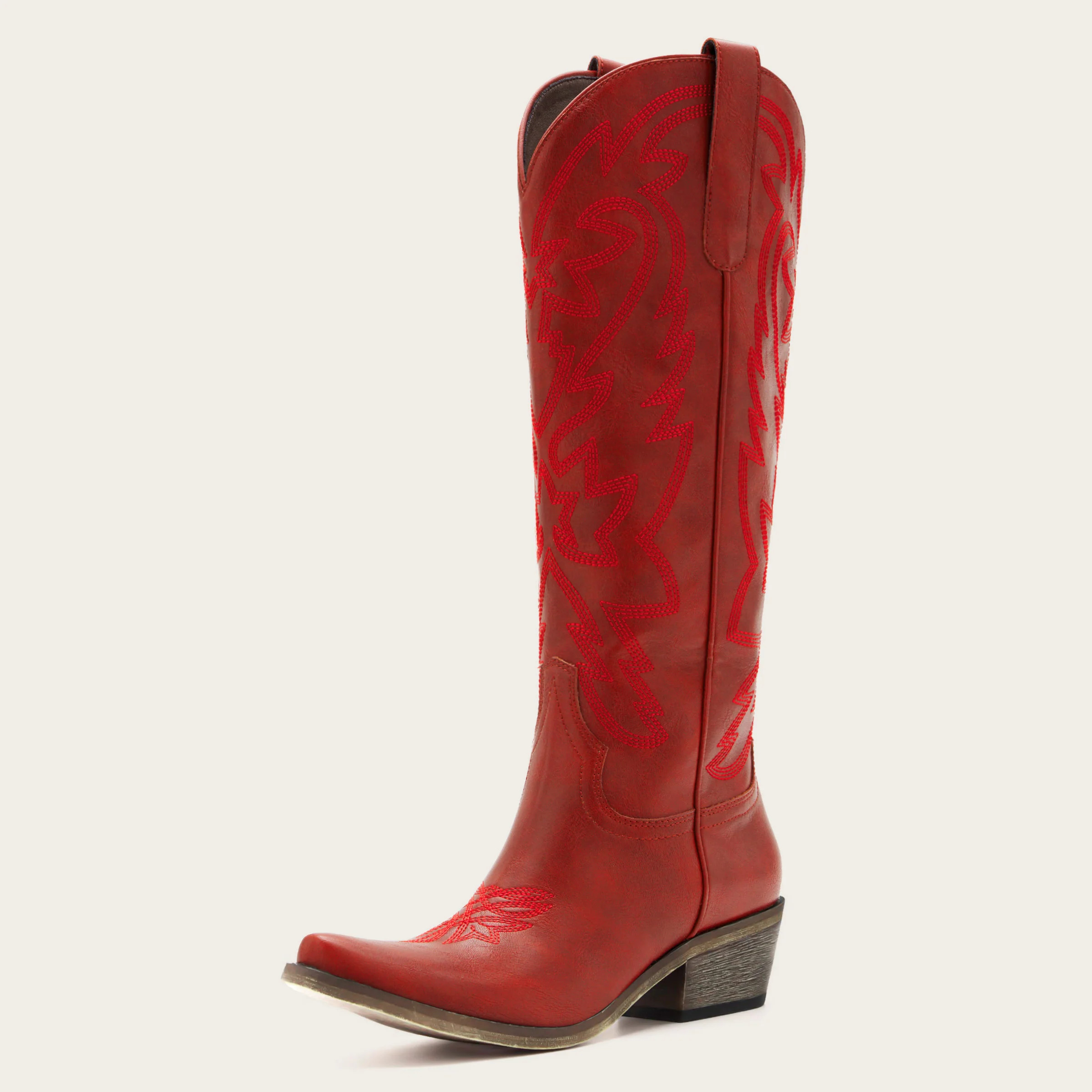 REDTOP Red Fashion Embroidered Tall Cowgirl Boots - The Molly Wood | REDTOP