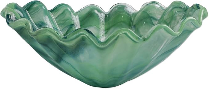 Vietri Onda Glass Green Medium Centerpiece Bowl, 9.75" Decorative Dish for Kitchen Island | Amazon (US)