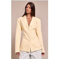 Butter Cream Cinched Back Style Single Breasted Blazer | PrettyLittleThing US