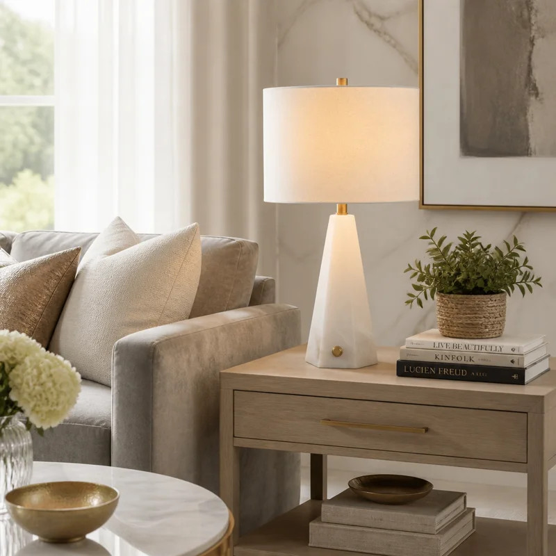 26" Laurel Alabaster Table Lamp, White | Wayfair North America