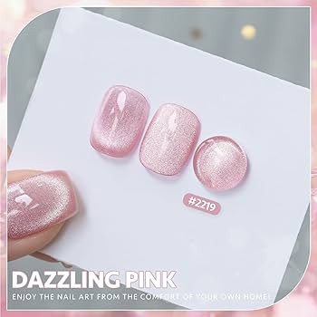 GAOY Cat Eye Gel Nail Polish, 16ml Pink Glitter Holographic Nail Polish with Magnet, Reflective T... | Amazon (US)