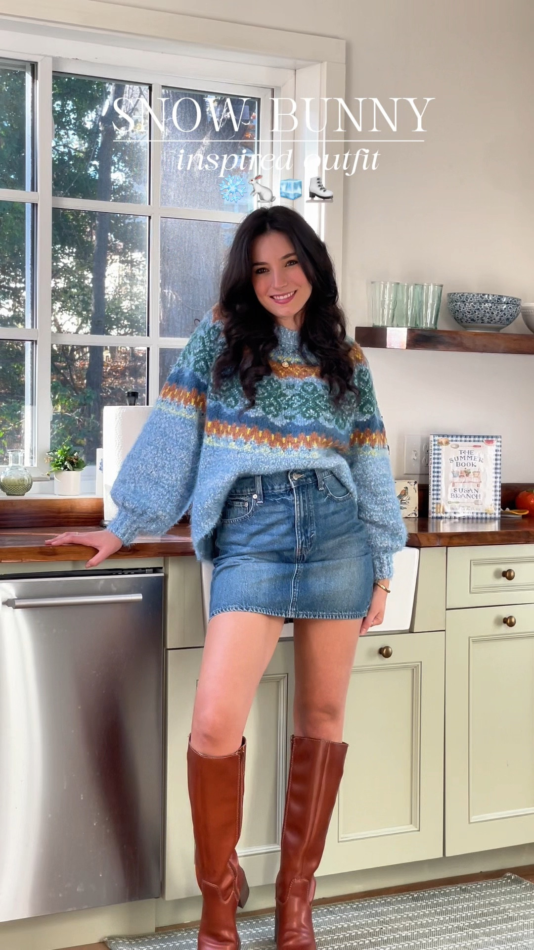 Snow Bunny! 🤍 Totally love this Free People sweater, it's the coziest! ❄️ The boots fit true to size and the jean skirt is from Jcrew (im wearing size petitie 0 - I am 5 foot 3!). 🐇

#LTKSeasonal #LTKGiftGuide #LTKHoliday