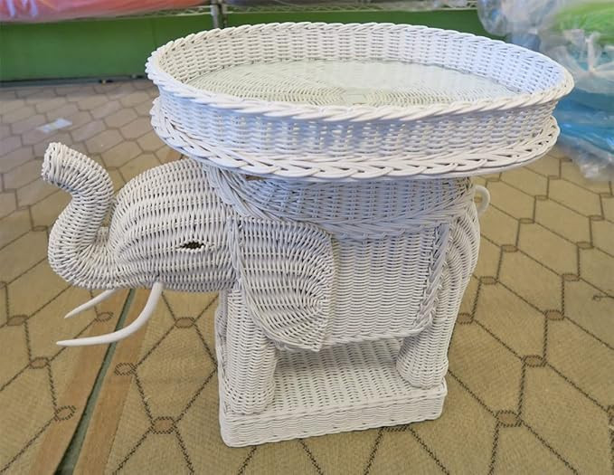 Wicker Elephant Table with Glass Top | Amazon (US)