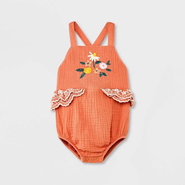 Baby Girls' Embroidered Sunsuit - Cat & Jack™ Pink | Target