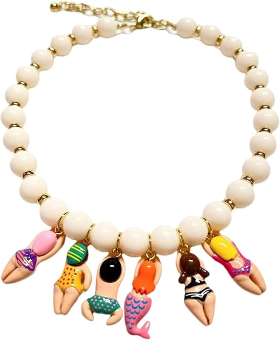 Creative Handmade Bead Bikinis Doll Pendant Necklace With Colorful Glass Beads for Beach Parties ... | Amazon (US)