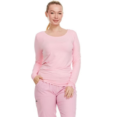HEAL+WEAR Women's Long Sleeve Underscrub Shirt - Lightweight Stretch 4-Way Stretch Base Layer for Nurse Clinical Scrubs Layering Tee-Light Pink-S | Target