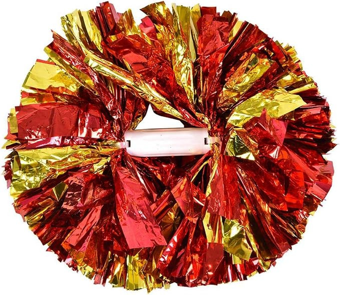 Vbest life Cheerleader Poms, 1Pc Handheld Dance Party School Sports Competition Pompoms (Red+Gold... | Amazon (US)