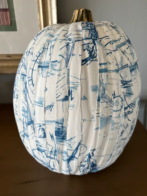 Xlarge Decoupage Pumpkin Very Large Blue and White Great - Etsy | Etsy (US)