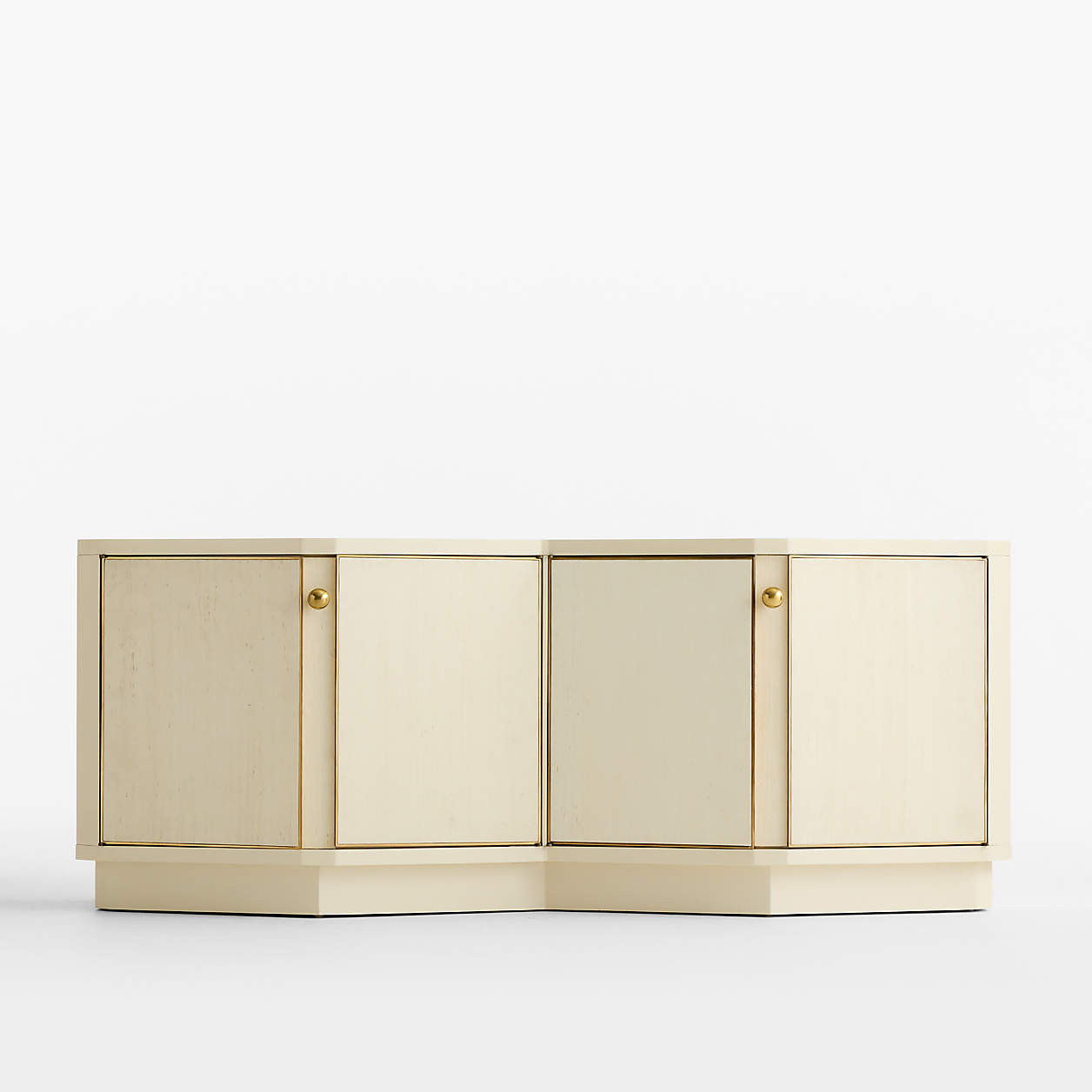 Vesper 76" Brass and Grasscloth Storage Media Console by Laura Harrier & Tiffany Howell | Crate &... | Crate & Barrel