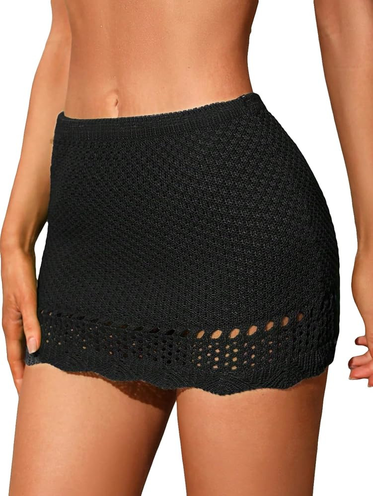 Milumia Women's Crochet Beach Mini Skirt Knit Swimsuit Bikini Cover Up | Amazon (US)