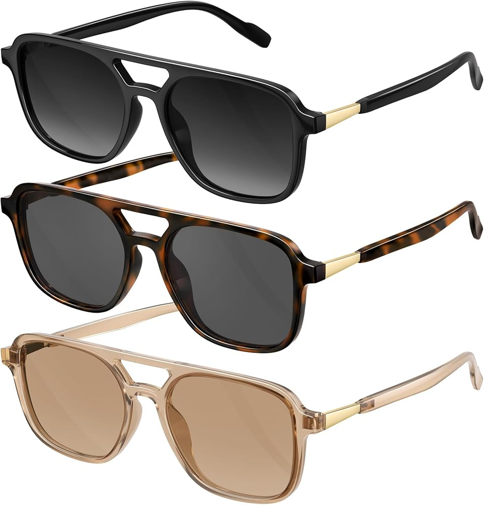 Retro Aviator Sunglasses for Women Men,Trendy Polarized Sun Glasses | Amazon (US)