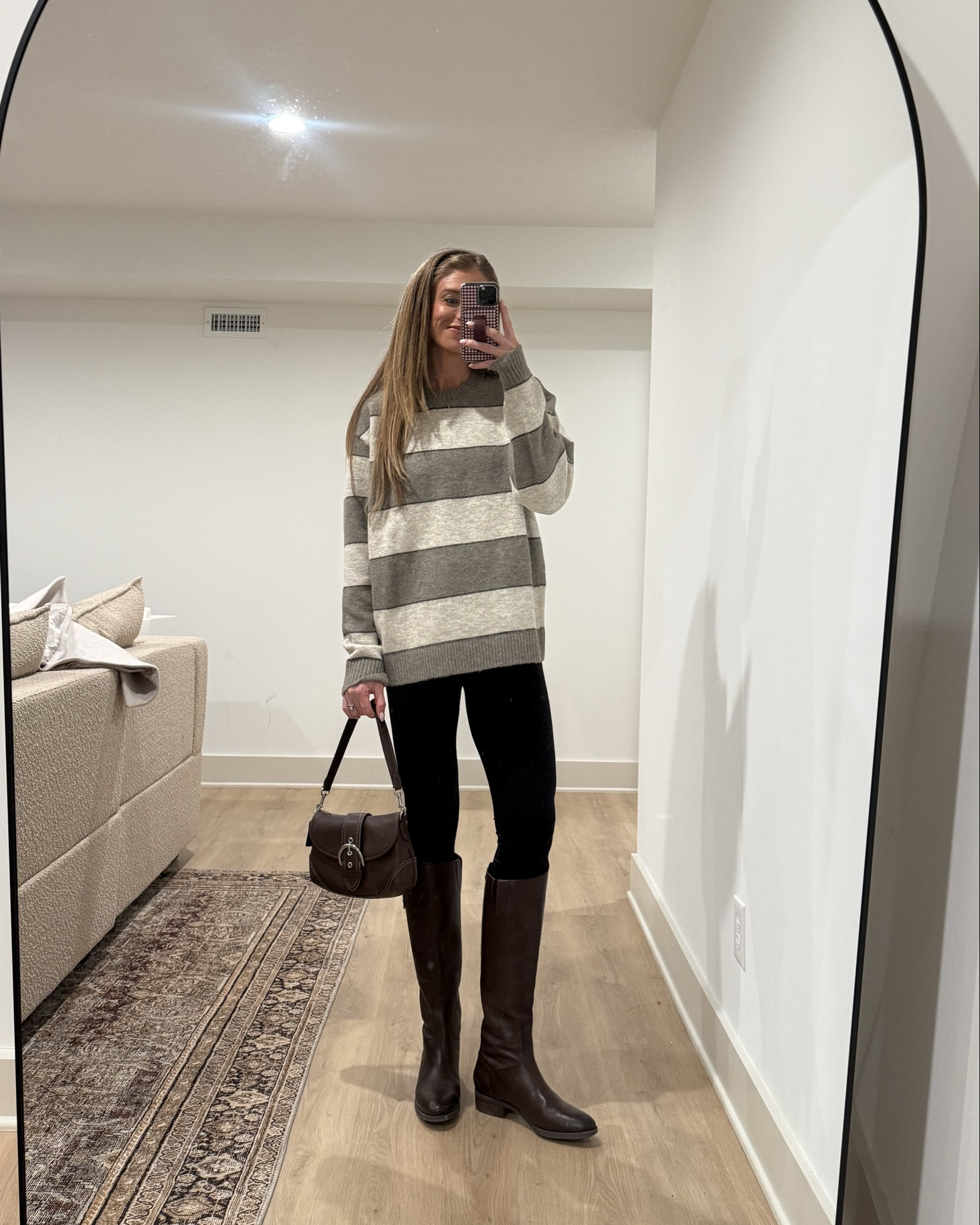 What I wore to church today 
Size medium in coat to layer thick sweaters under
Small in maternity leggings
Medium tall in sweater
Boots run tts 

#LTKBump #LTKTall #LTKootd
