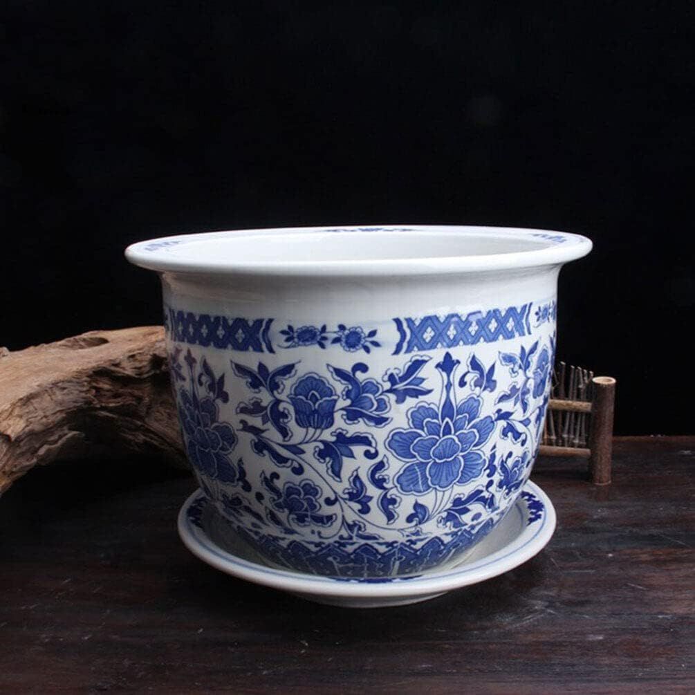 YARNOW Ceramic Planter Ceramic Flower Pot Set Blue and White Porcelain Bonsai Pot Large Orchid Pl... | Amazon (US)