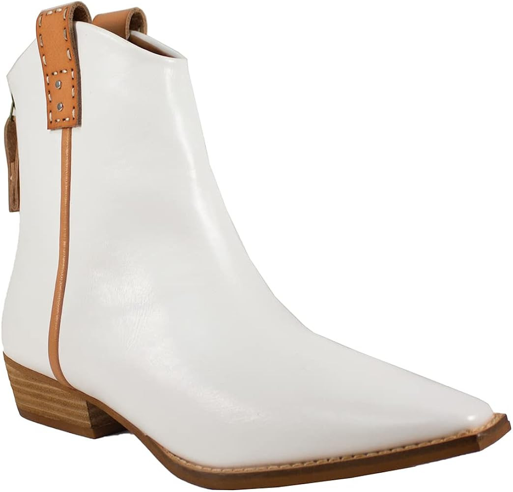 COZZY GIRL Free Reign Women Western Boots Stacked Heel Back Zipper Square Toe Ankle Booties | Amazon (US)