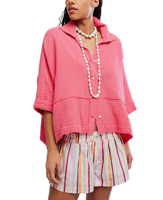 Free PeopleWomen's Happy Days Collared Cotton Top | Macy's