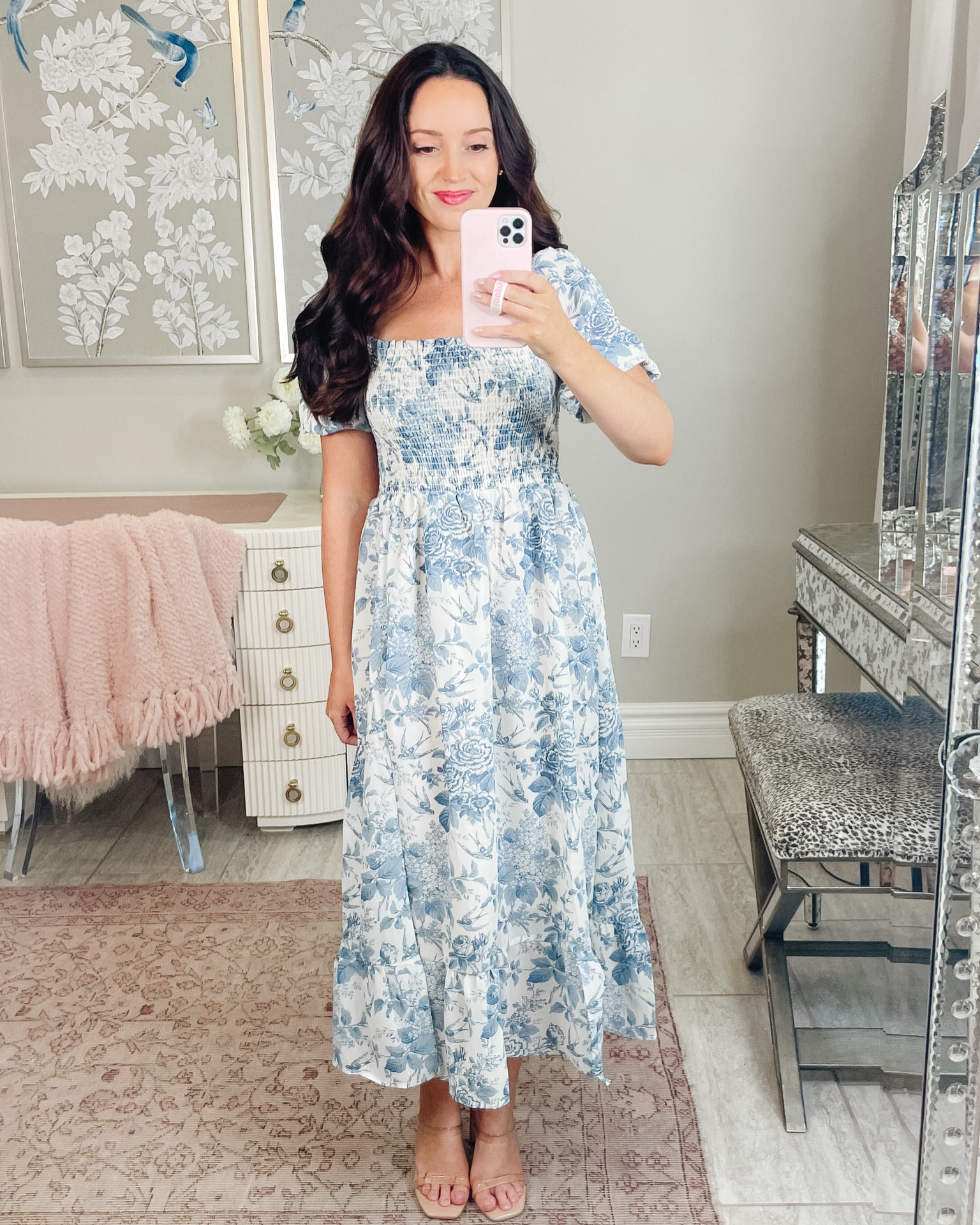ball gown dresses royal blue Rent Asos Design Linen Pleated Bust Bandeau Mini Dress In Blue Large Floral  Print