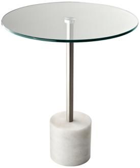 Blythe 17 3/4" Wide Round End Table with White Marble Base (11V84) | LampsPlus.com