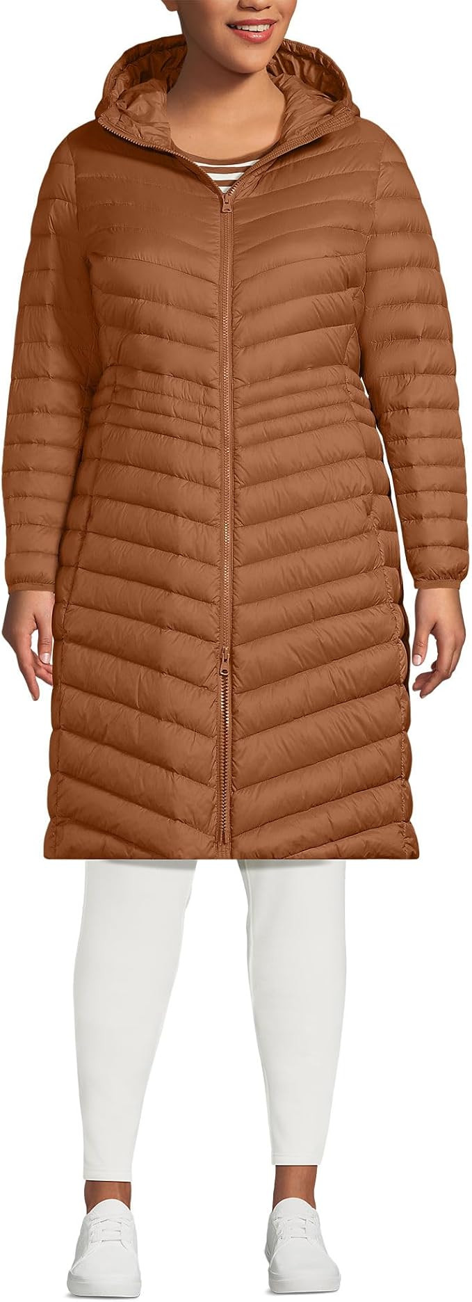 Lands' End Women's Ultralight Packable Long Down Coat | Amazon (US)