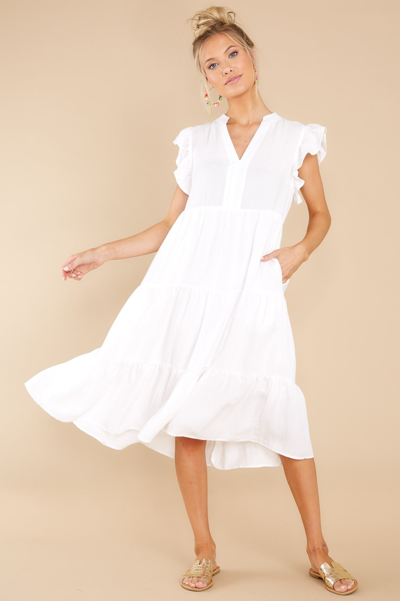 Meaningful Ways White Midi Dress | Red Dress 