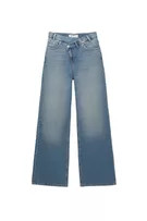 Wide-leg jeans with crossover waist | PULL and BEAR UK