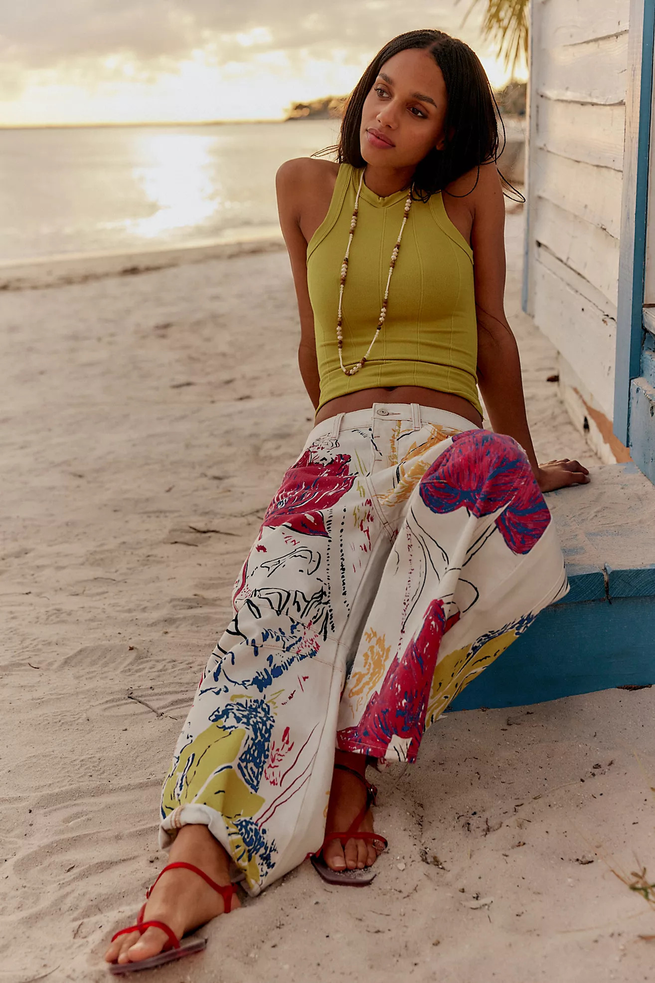 We The Free Good Luck Printed Barrel Jeans | Free People (Global - UK&FR Excluded)