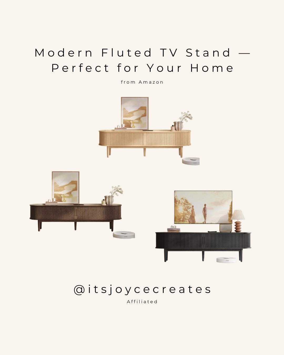 This fluted TV stand is the perfect blend of style and storage. It fits TVs up to 80”, has four open shelves for your media setup, and a smooth sliding door to hide the clutter. The curved silhouette and mid-century design bring warmth and texture to any space, and the solid wood legs keep it sturdy for years. Easy to assemble, easy to style, and made to elevate your living room.

#TVStand #LivingRoomFurniture #FlutedFurniture #ModernHome #MidCenturyModern #FarmhouseStyle #HomeDecorFinds #MediaConsole #LivingRoomInspo #FurnitureFavorites

#LTKHome #LTKCyberWeek #LTKSaleAlert