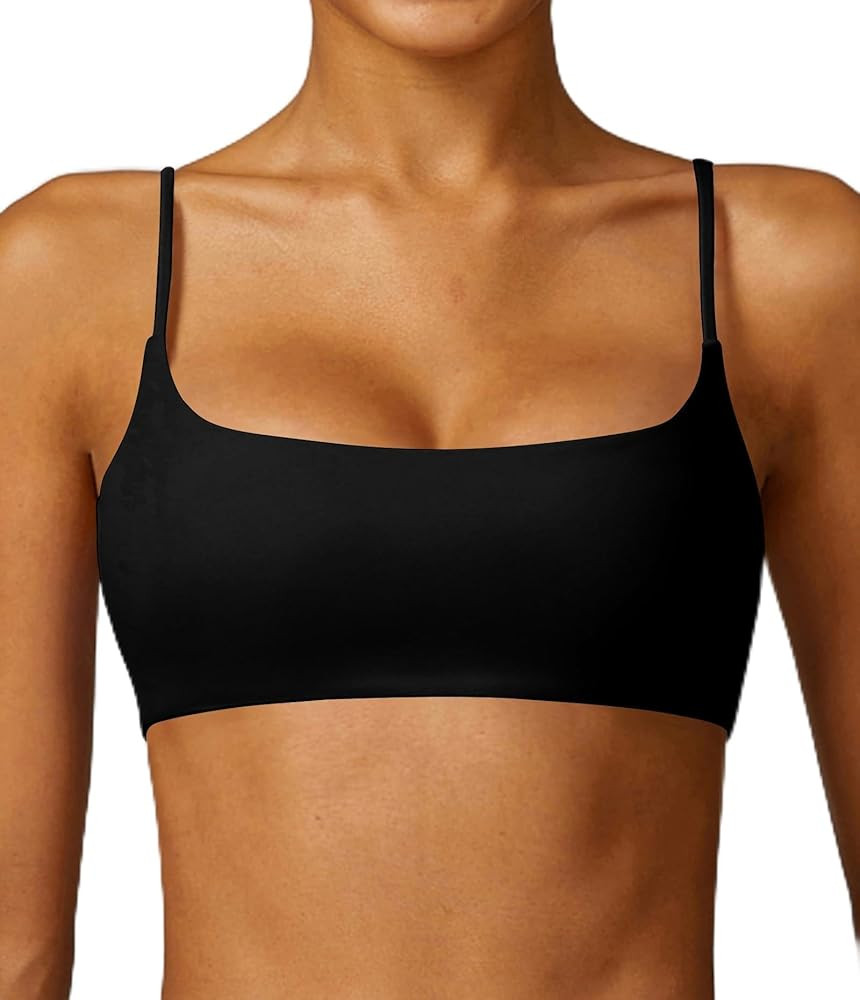 Comper Women's Sports Bra with Thin Straps Stretchy Wirefree Workout Bras Lightweight Workouts Br... | Amazon (US)