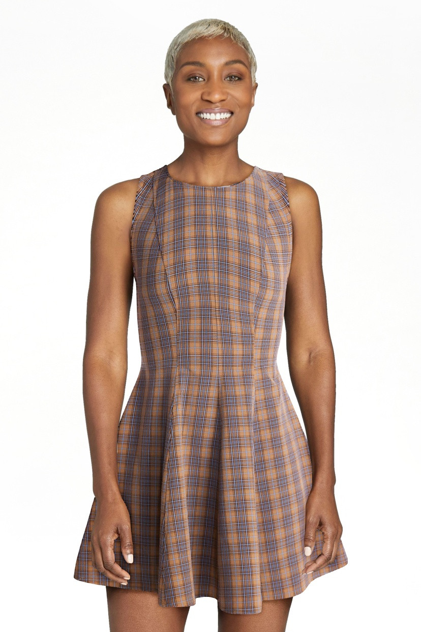 No Boundaries Fit and Flare Plaid Mini Dress, Women\u2019s XXS-XXL | Walmart (US)