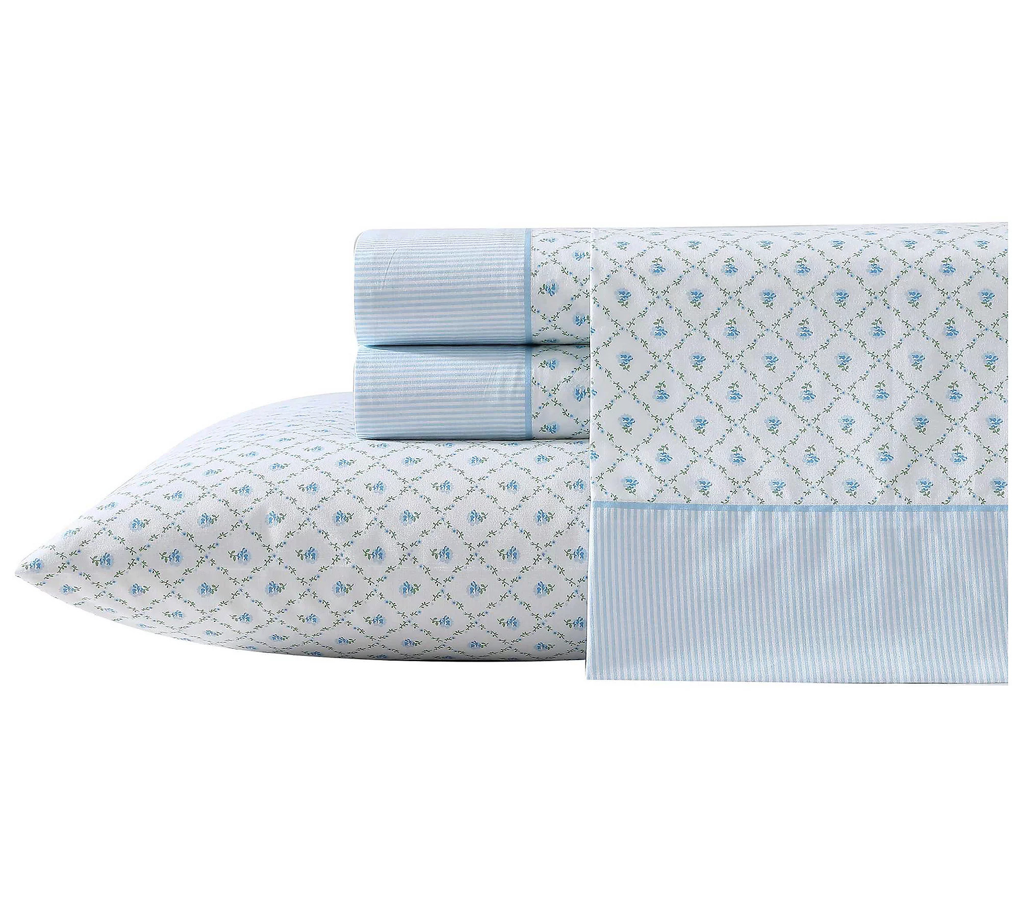 Laura Ashley Kate Blue-Green Queen Sheet Set | QVC