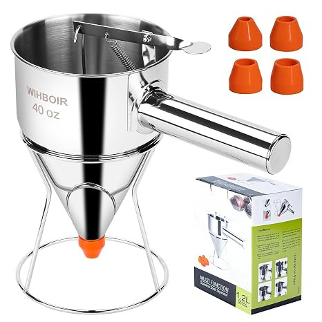 Stainless Steel Pancake Batter Dispenser with Squeeze Handle, Durable, Heatable in Water Bath, Up... | Amazon (US)