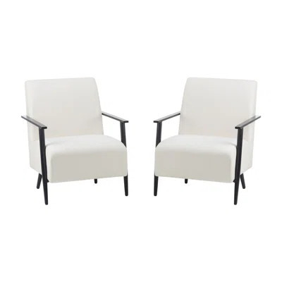 Stylish Set Of 2 Modern Beige Lounge Chairs With Durable Metal Frame | Wayfair North America